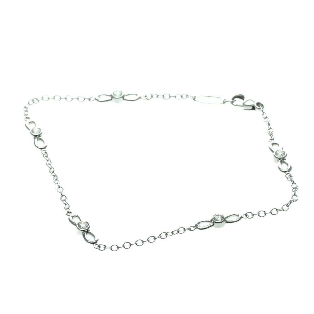 TIFFANY 18k Silver Diamond Charm Bracelet